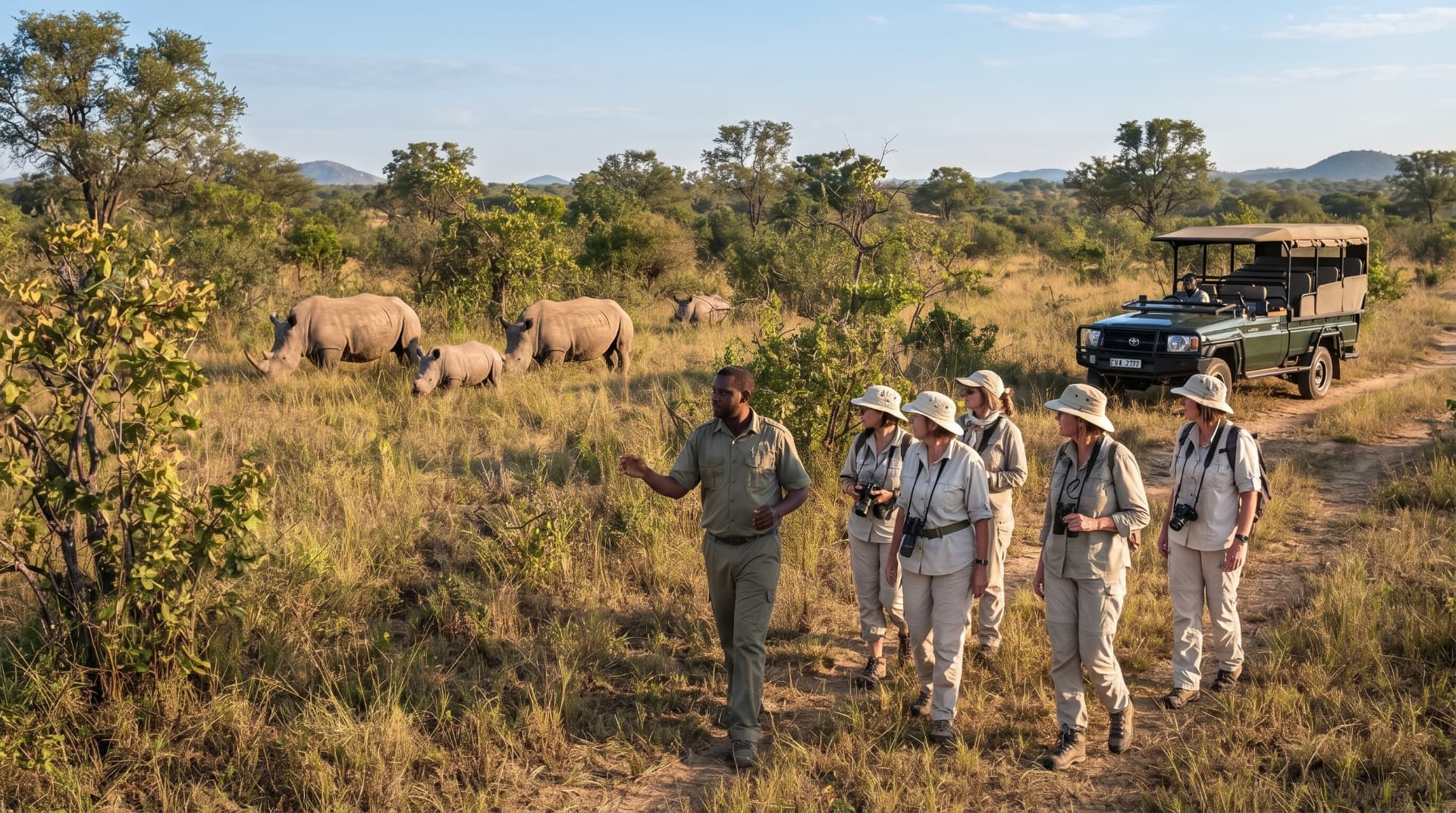 White Rhino Game Drive & Short Walk